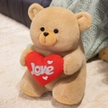 Orsetto di peluche marrone chiaro con cuore Love, morbido giocattolo da seduto - 25cm / Marrone