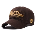 Cappellino da baseball vintage in cotone marrone scuro con ricamo PeakTime dorato - caffè