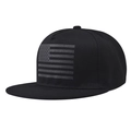 Casquette hip hop noire à bord plat avec broderie du drapeau américain gris pour adulte - Réglable / Noir