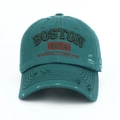 Casquette de baseball vintage verte délavée avec broderie Boston 1630 en relief - Vert