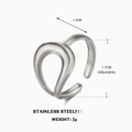 Adjustable silver hollow teardrop ring in stainless steel with a sleek minimalist design - Teardrop / Steel