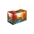 Rectangle DIY diamond painting tissue box with autumn forest scenery and black edges - Autumn Forest Stream