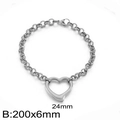 Bracciale con ciondolo a cuore in acciaio inossidabile argento e catena spessa, 24mm - Bracciale con Ciondolo a Cuore Colore Acciaio (KB202814-Z)