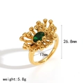 Spécifications de taille de la bague dorée avec zircon vert et design de fleur radiale - US 7 / Style Gemme Verte Rayonnante (TR4504-GN)