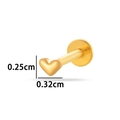 Goldener Titan-Herz-Lippenpiercing-Ohrstecker mit den Maßen 0,25 cm Höhe und 0,32 cm Breite - Herzform (T2512-1#) / Gold