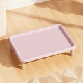 Erhöhtes Katzennapf-Tablett aus rosa Keramik mit Holzbeinen für den Nackenschutz von Tieren - Futterständer-Tablett (rosa)