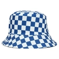 Bob réversible à motif damier bleu et blanc avec bord large pour une protection solaire chic - Taille unique / Bleu royal