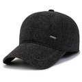Casquette de baseball en laine gris foncé pour hommes avec cache-oreilles et logo en métal - Taille Unique(Réglable) / Gris