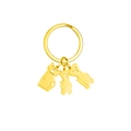 Golden stainless steel keychain with cute cartoon cat and dog animal charms - 2 Dogs 1 Cat / Gold