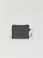 Mini monedero de pedrería negra brillante con llavero de mosquetón plateado y cremallera - Negro Plata