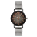 Women's quartz watch with gray elastic band and dark gray dial with rose gold numbers - Gray
