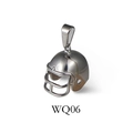 Polished silver stainless steel American football helmet pendant necklace charm - Steel Helmet (WQ06)