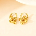 Elegant gold twisted flower stud earrings in high-polished titanium steel for women - Flower Shape / Gold