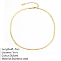 Golden stainless steel 3mm flat snake chain bracelet with adjustable 40+5cm length - 3mm Blade Chain / Gold