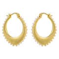 Französische Vintage Goldene C-Perlenohrringe mit glattem, ovalem und glänzendem Finish - Gold