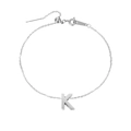 Cavigliera minimalista in acciaio argento con ciondolo lettera K e chiusura regolabile - K-Acciaio