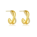 Boucles d'oreilles géométriques croisées dorées avec zircone cubique et argent S925 - Argent 925 / Or 18K