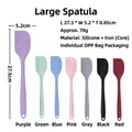 Set of large colorful silicone spatulas in seven vibrant colors with dimensions - Large Scraper / Black