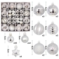 Silver Christmas ornament set with 6cm patterned baubles and 3cm mini spheres - Silver