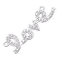 Silver love charm pendant with micro-pave zircons and double connecting rings - Silver LOVE Letter Micro-Pave (L0182-B)
