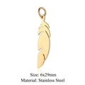 Golden stainless steel feather pendant charm 6x29mm for DIY jewelry making - Gold Feather (6x29mm) / 5 Pcs/Pack