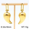 Polished gold teardrop earrings in 32x18mm size, minimalist stainless steel design - 32x18mm(KE111292-KFC)