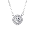 S925 sterling silver necklace with cushion cut moissanite pendant in halo setting - Square Surrounding Drill (fddz-110) / White Gold