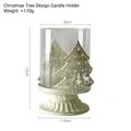 Vintage Christmas glass candle holder with metallic tree and reindeer decoration, 12cm - Christmas Tree Design