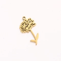 Minimalist gold stainless steel December birth flower pendant with hollow floral design - November Gold