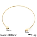 Gold stainless steel 2mm open choker with heart and cross charms in 150mm inner diameter - Gold Choker (KN20751-Z)