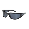 Y2K punk wrap-around sports sunglasses with black frame and dark grey lenses - Black Frame Gray Lens