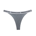 Women's cotton sporty thong in grey with white Princess lettered elastic waistband - Gray