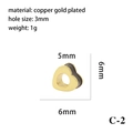 Golden heart-shaped copper bead 6mm with 3mm hole and 1g weight for DIY jewelry - Gold Heart (C-2)