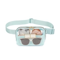 Light blue transparent waterproof fanny pack with adjustable strap and mesh pocket detail - Ice Blue