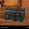 Emerald vintage wooden treasure box with bronze metal clasp and rivet details - Emerald - Unlocked