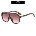Lunettes de soleil aviateur oversize écailles avec verres dégradés marron et logo T doré - Monture Léopard Verres Dégradés Thé
