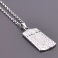 Zilveren roestvrijstalen ketting met rechthoekige kruishanger en getextureerd vlak - Hanger + 50cm Ketting / Zilver