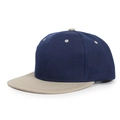 Klassische zweifarbige Hip-Hop-Baseballkappe in Blau und Beige mit flachem Schirm - Zweifarbig Khaki + Marineblau / Verstellbar