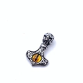 Pendentif Marteau de Thor Mjolnir viking avec œil de dragon jaune et motifs celtes - Pendentif Seul (Sans Chaîne) / Jaune