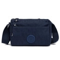 Dark blue nylon multi-pocket crossbody bag with adjustable strap and zip compartments - Deep Blue