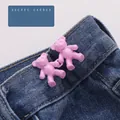Cherry blossom pink teddy bear shaped removable waist buckle for jeans adjustments - Small / Sakura Pink