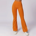 High-waisted orange flared yoga pants featuring tummy control and lifting effect - S / Bottoms / Orange