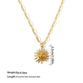 Collana vintage in acciaio inossidabile placcato oro 18 carati con ciondolo a sole - Oro