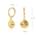 Detailed size specifications for gold evil eye drop earrings with 23.3mm total height - 925 Silver / 925 Silver Yellow Gold Plated