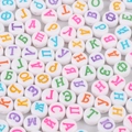 4x7mm white acrylic beads with colorful Cyrillic alphabet letters for DIY jewelry making - White & Colorful Russian Letters