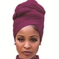 Deep purple stretch fabric turban headwrap shown in a frontal wrap-around style - One Size / Purple Rose