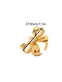18K gold plated stainless steel bow ring with central pearl and adjustable band - Bowknot Artificial Pearl Design