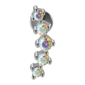Surgical steel curved cartilage stud featuring five iridescent synthetic opal stones - 1.2x6mm / Steel-AB Zircon Curved