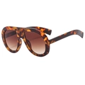 Classic oversized aviator tortoise shell sunglasses with brown gradient lenses - Tortoiseshell Frame Tea Lens