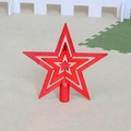 Classic 20cm red glittered Christmas tree topper with double-sided hollow star design - Flat Top Tree Topper 15cm / Red